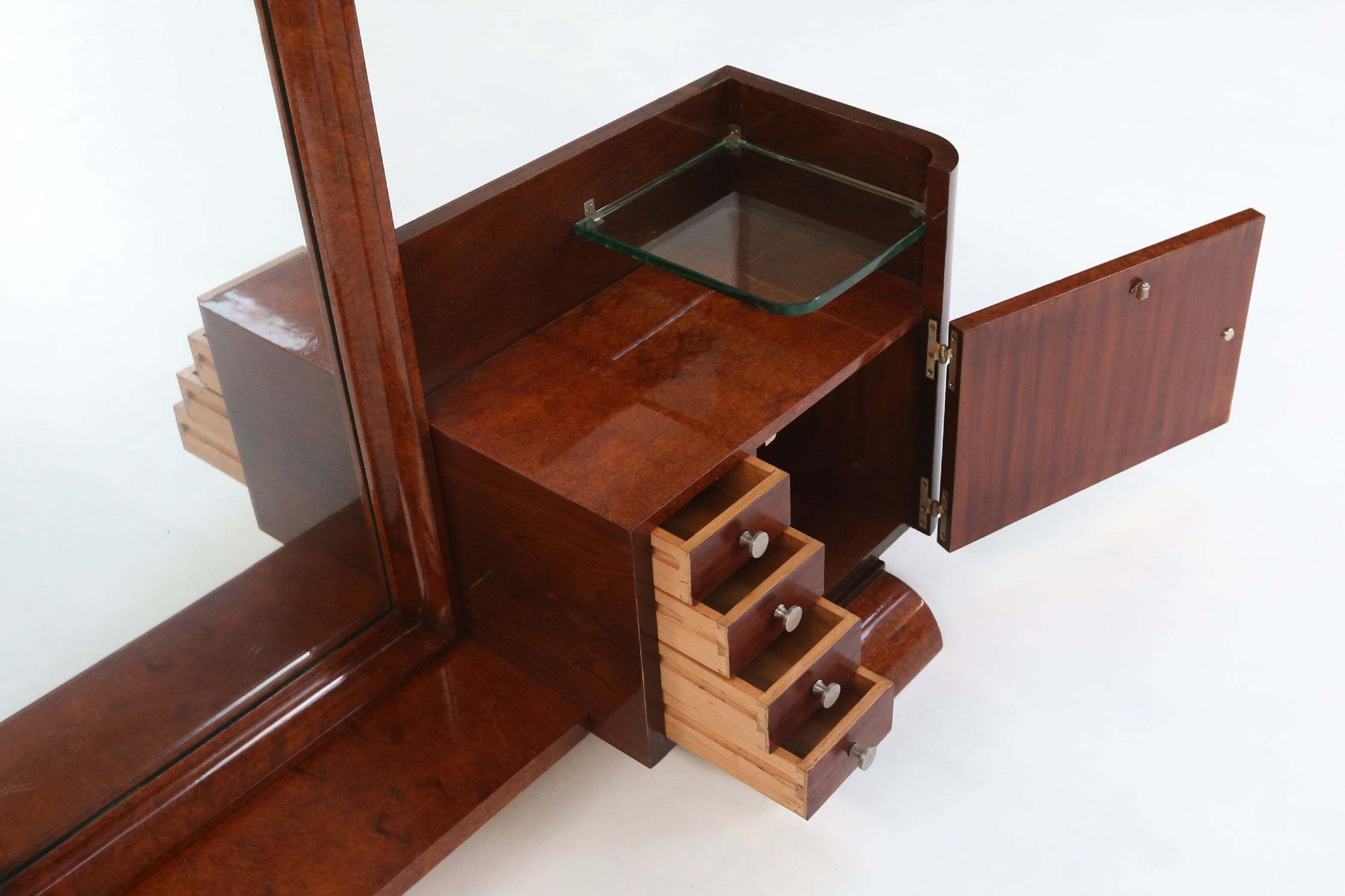 Art Deco Dressing Mirror by De Coene in Walnut Veneer, Belgium 1930sthumbnail
